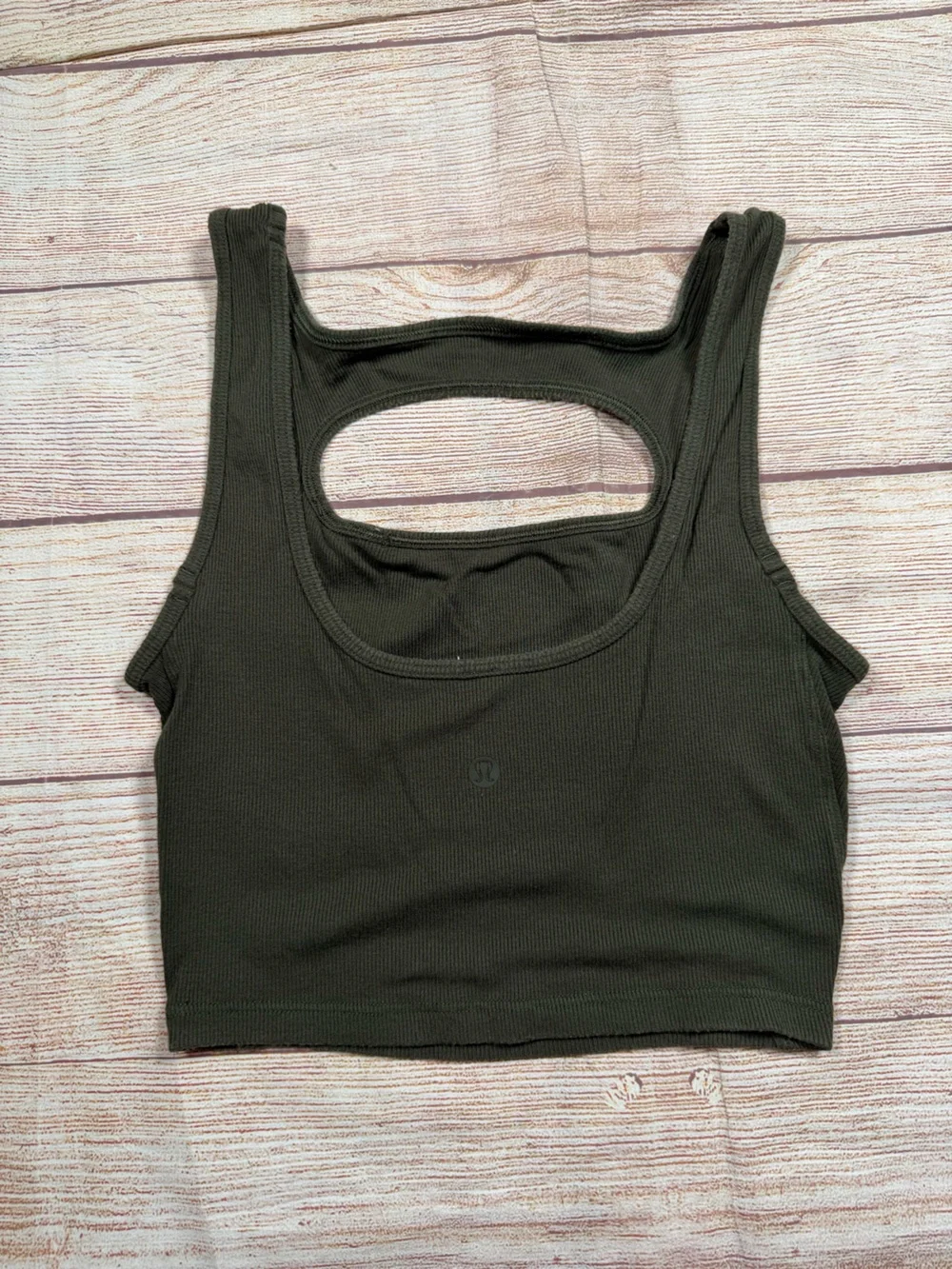 Lululemon LA Front Cut-Out Crop Tank - Olive Green